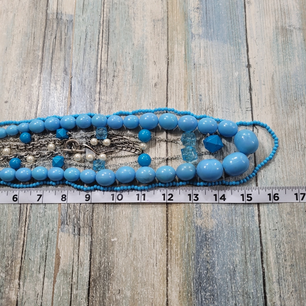 Blue Beaded Necklace Stuking Set. - Picture 6 of 7
